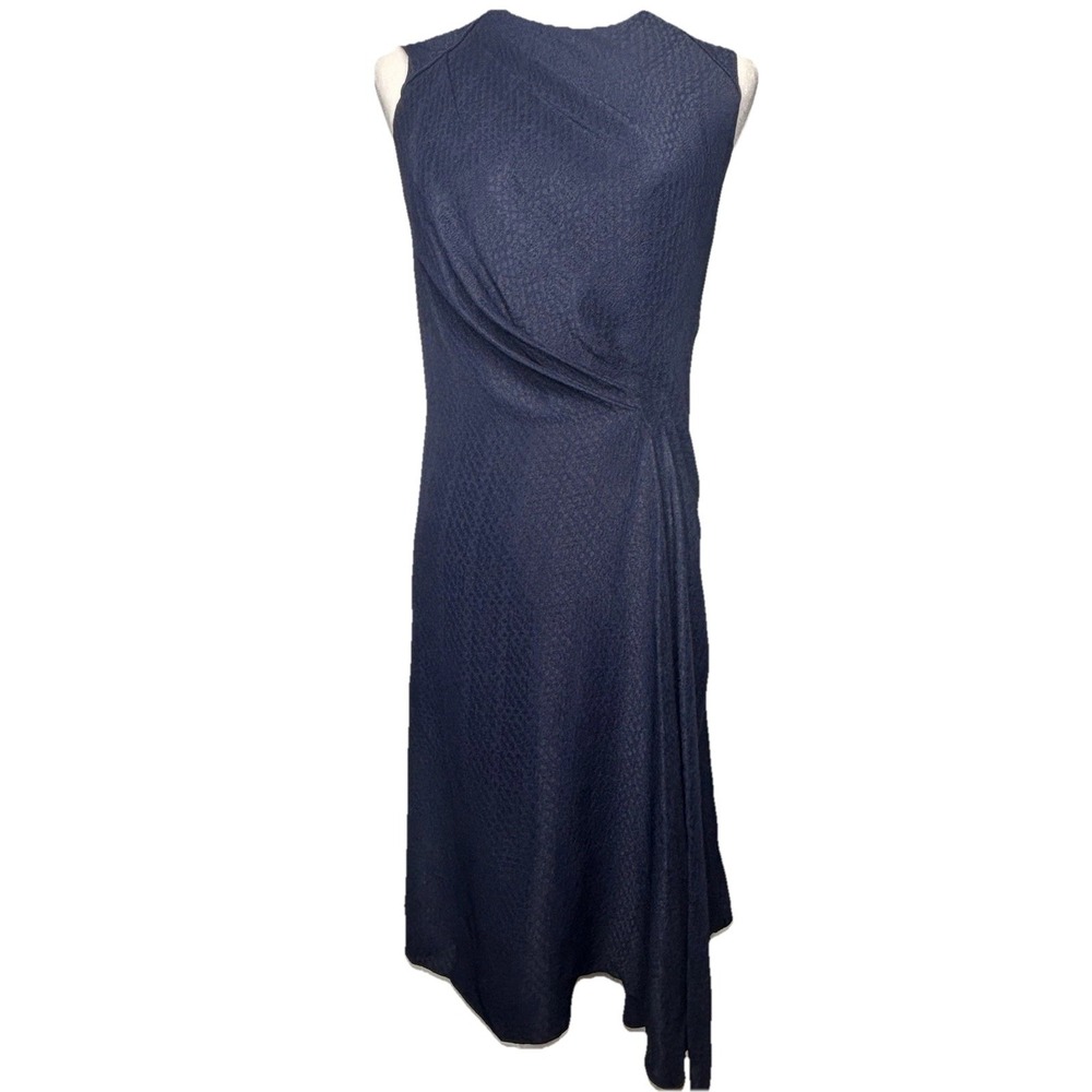 Mulberry Dress England Navy UK8/ US4 S/L Ruched Waist Asymmetrical Hem Classic